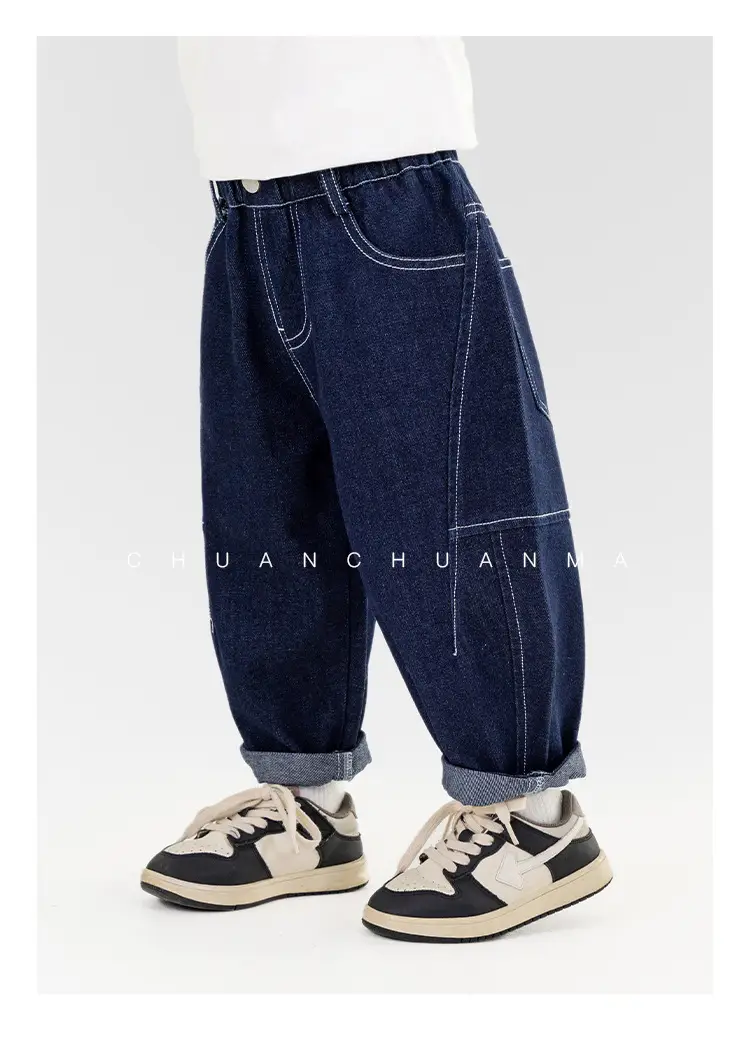 Valley of the Wind Boys Dark Blue Stressed Trousers Medium Small β feature 12
