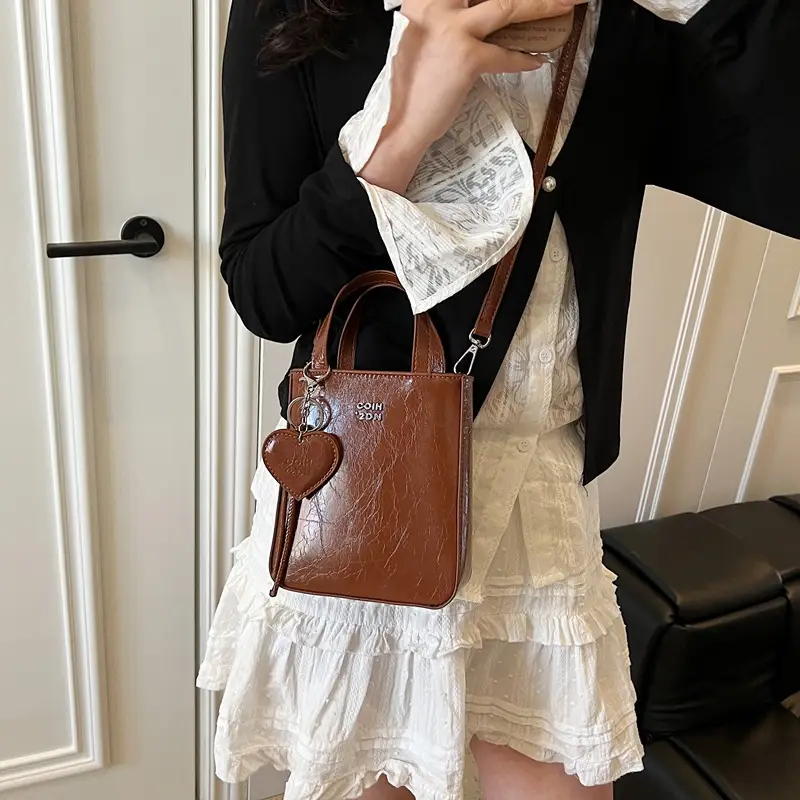 Trendy Crossbody Phone Bag for Girls Solid Brown