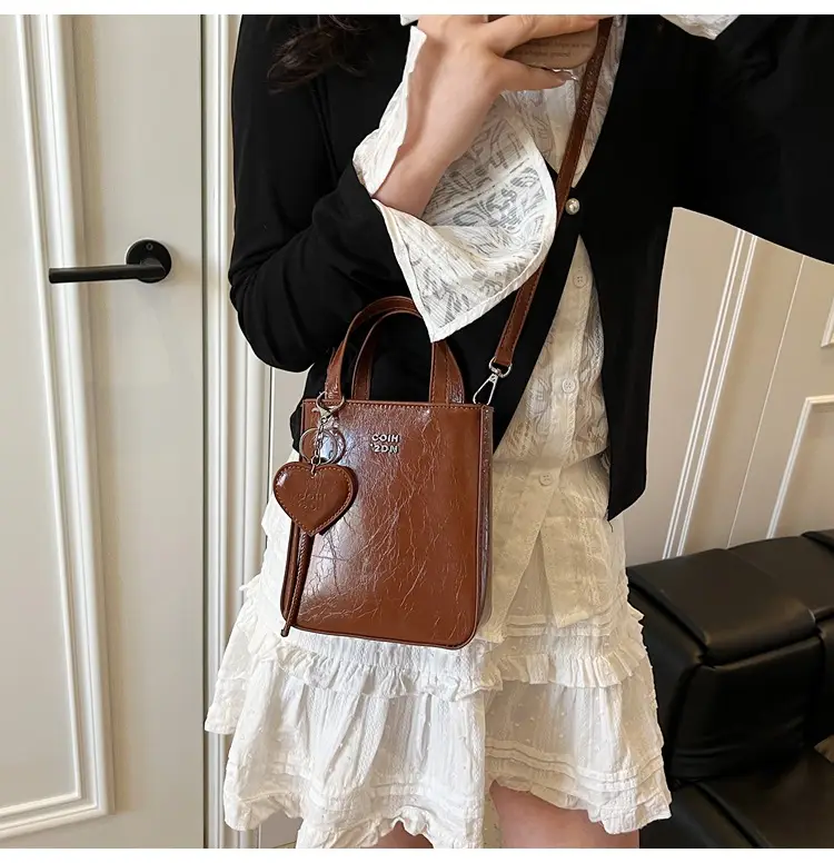 Trendy Crossbody Phone Bag for Girls Solid Brown — feature 25