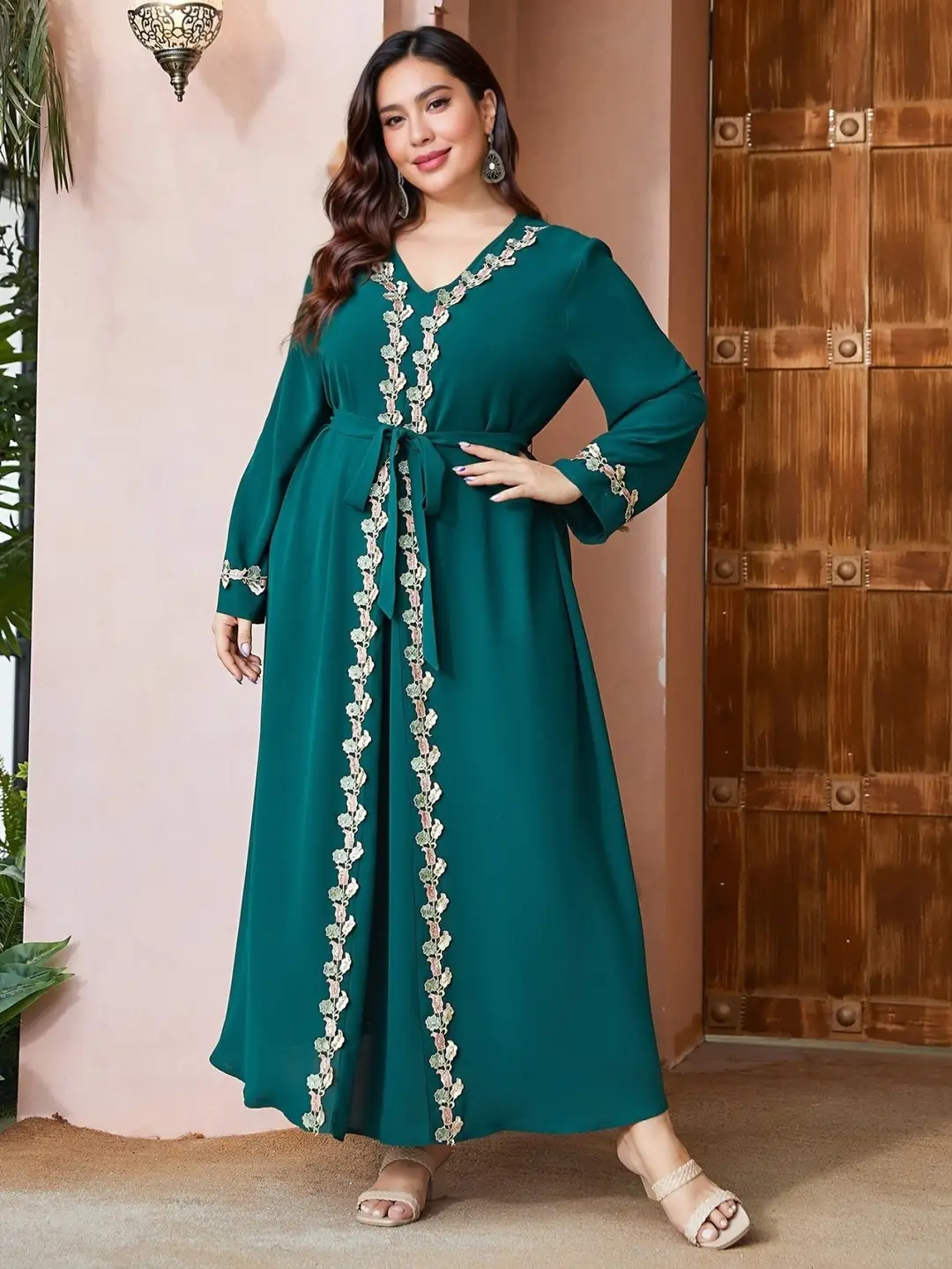 Elegant and Stylish Gold-Stamped Lace Patchwork Dress Set for Women 2025 Cross-Border Plus Size Dress