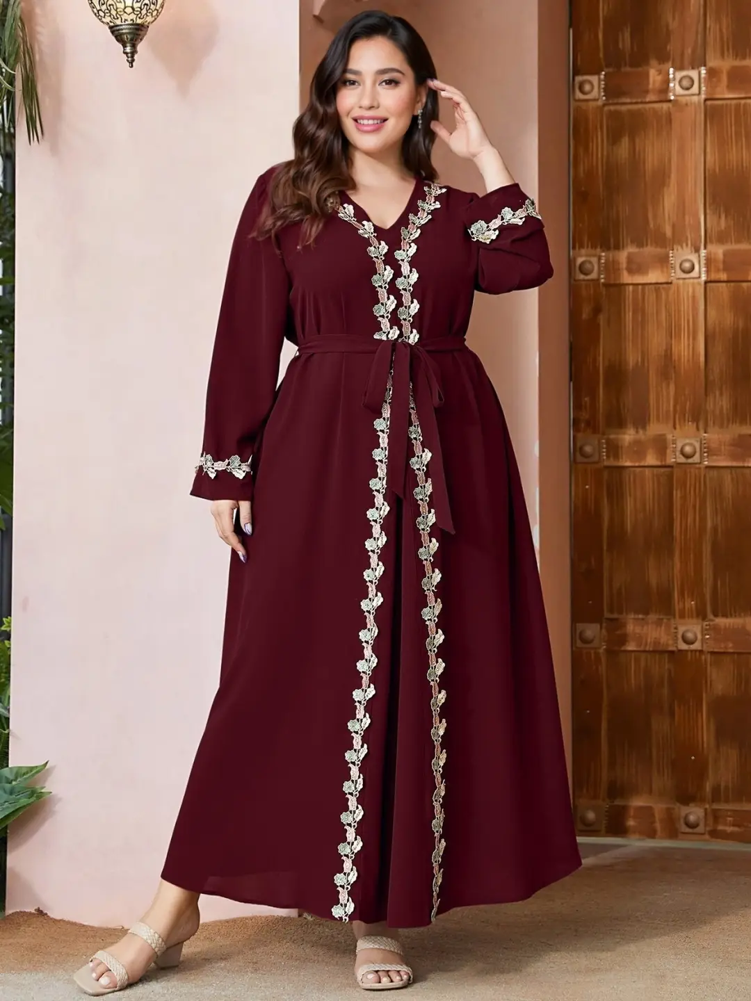Elegant and Stylish Gold-Stamped Lace Patchwork Dress Set for Women 2025 Cross-Border Plus Size Dress