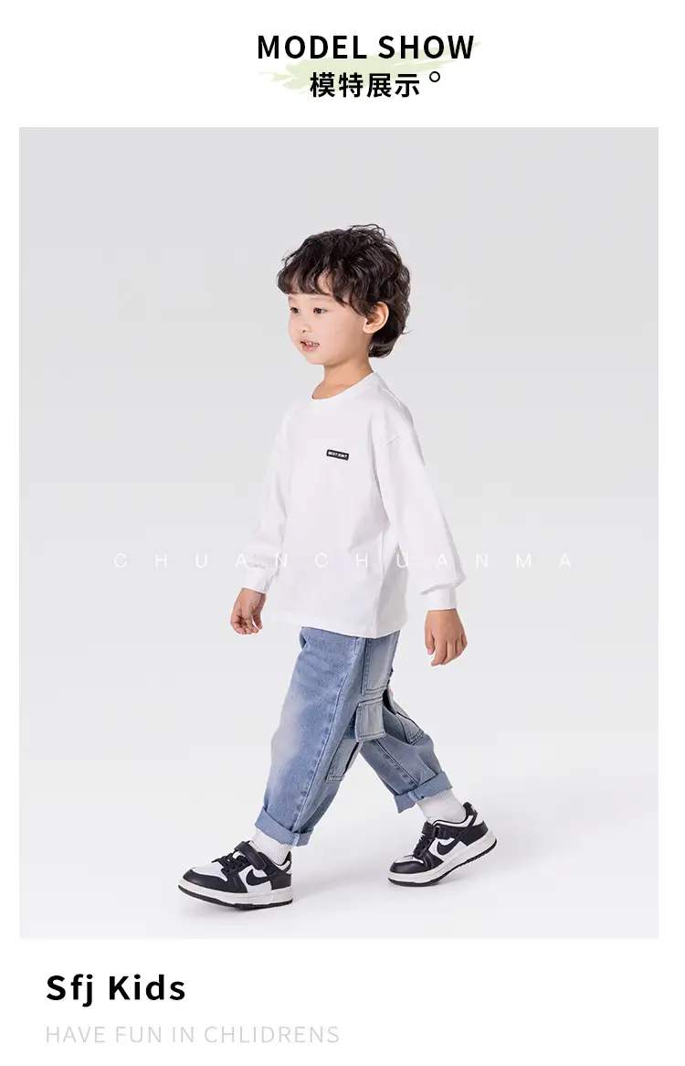 Children's White Long Sleeve Korean Style T-Shirt Boys Spring Autumn — feature 12