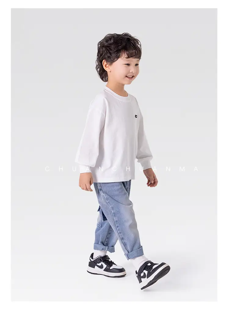 Children's White Long Sleeve Korean Style T-Shirt Boys Spring Autumn — feature 14