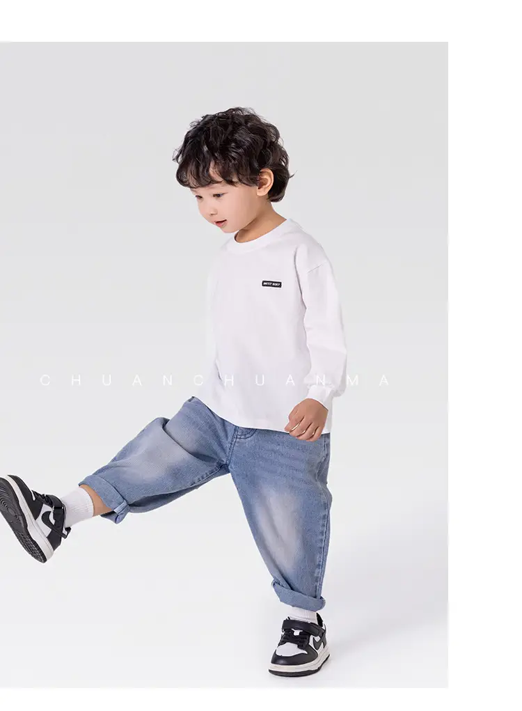 Children's White Long Sleeve Korean Style T-Shirt Boys Spring Autumn — feature 16