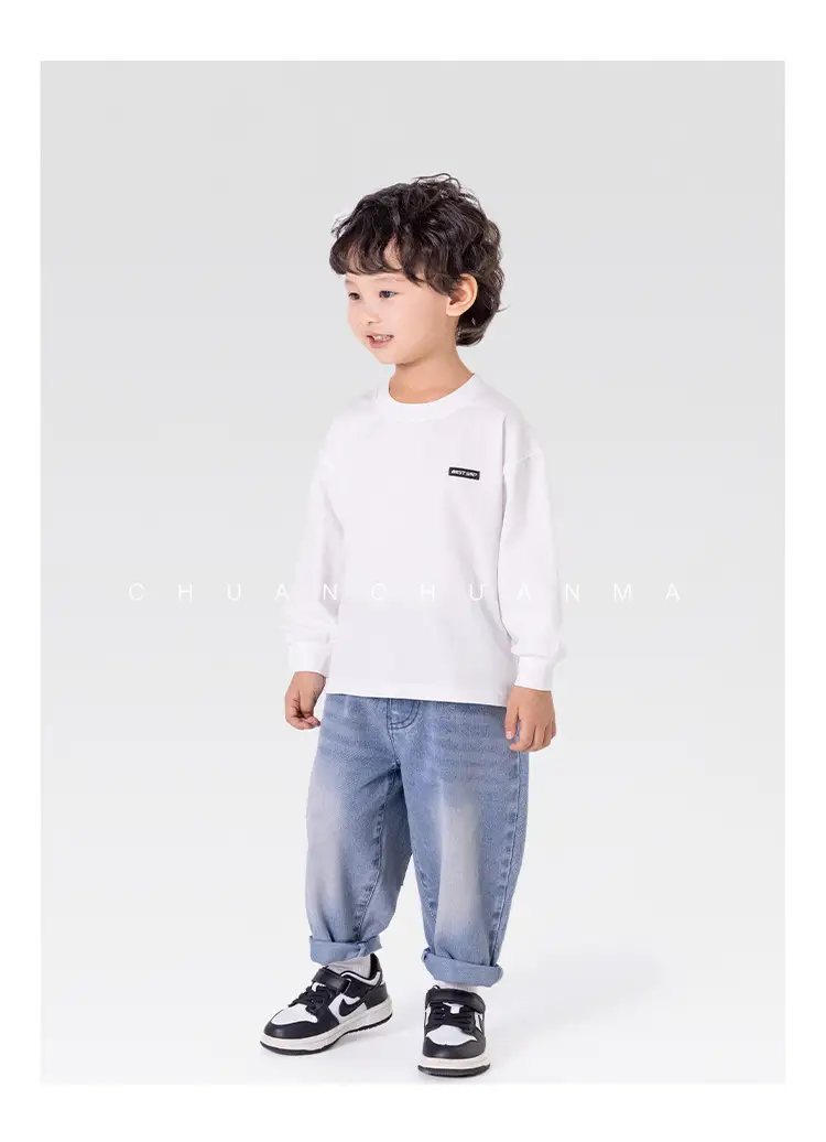 Children's White Long Sleeve Korean Style T-Shirt Boys Spring Autumn — feature 17