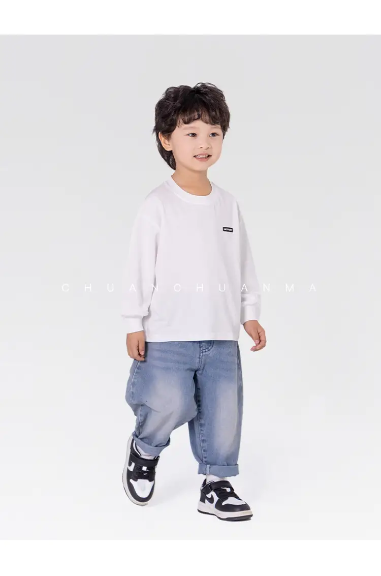 Children's White Long Sleeve Korean Style T-Shirt Boys Spring Autumn — feature 18