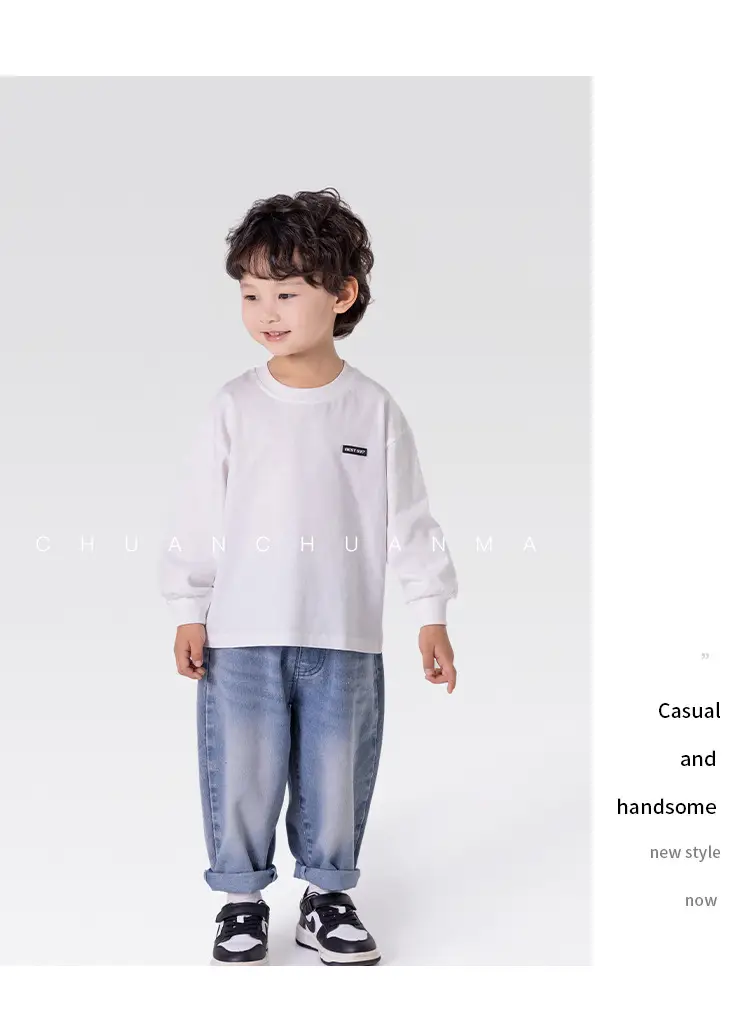 Children's White Long Sleeve Korean Style T-Shirt Boys Spring Autumn — feature 19