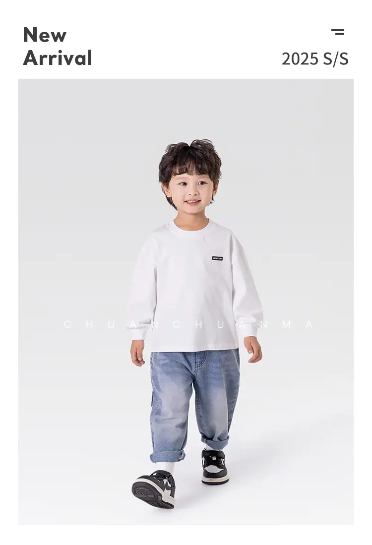 Children's White Long Sleeve Korean Style T-Shirt Boys Spring Autumn — feature 2