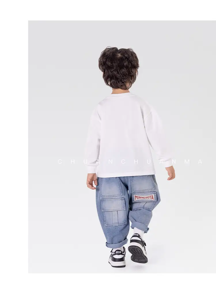 Children's White Long Sleeve Korean Style T-Shirt Boys Spring Autumn — feature 20