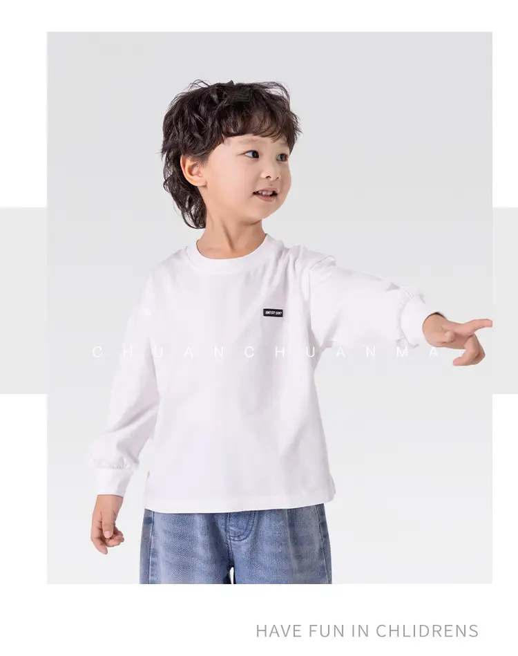 Children's White Long Sleeve Korean Style T-Shirt Boys Spring Autumn — feature 21
