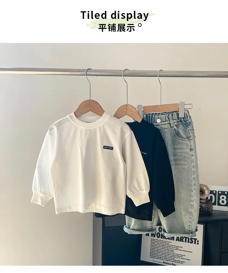 Children's White Long Sleeve Korean Style T-Shirt Boys Spring Autumn — feature 9