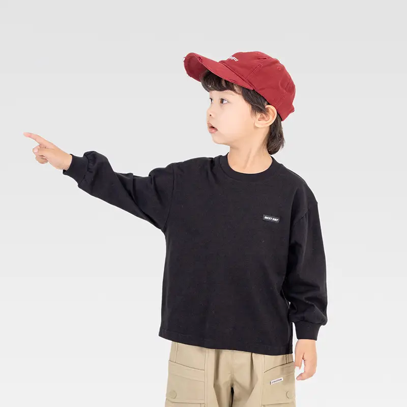Children's White Long Sleeve Korean Style T-Shirt Boys Spring Autumn