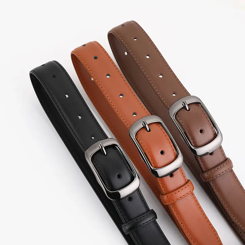 Men Women White Leather Belt Casual Decorative - Image 11