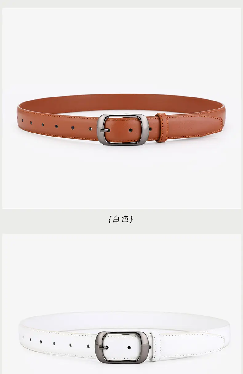 Men Women White Leather Belt Casual Decorative — feature 10