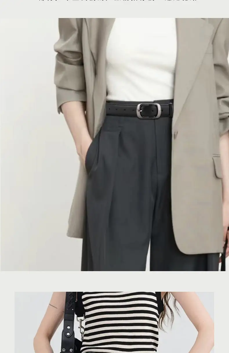 Men Women White Leather Belt Casual Decorative — feature 5