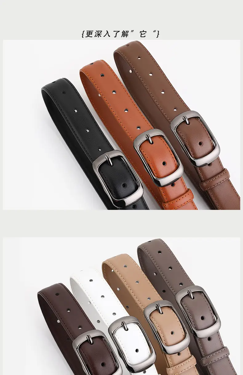 Men Women White Leather Belt Casual Decorative — feature 7