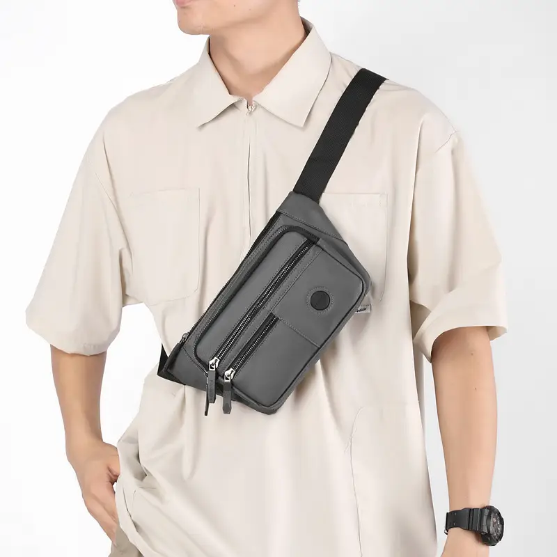 Men's Black Crossbody Waist Bag Large Capacity Oxford Cloth - Image 8