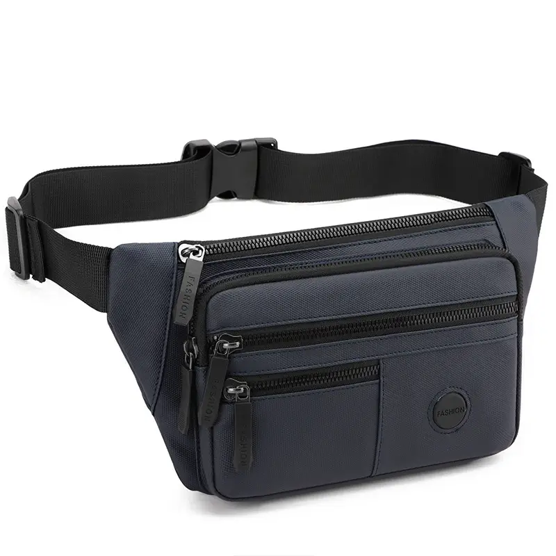 Men's Black Crossbody Waist Bag Large Capacity Oxford Cloth - Image 9