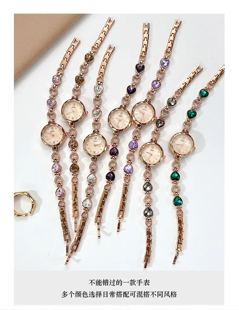 Gold Vintage Heart Watch for Women with Rhinestone Light — feature 9