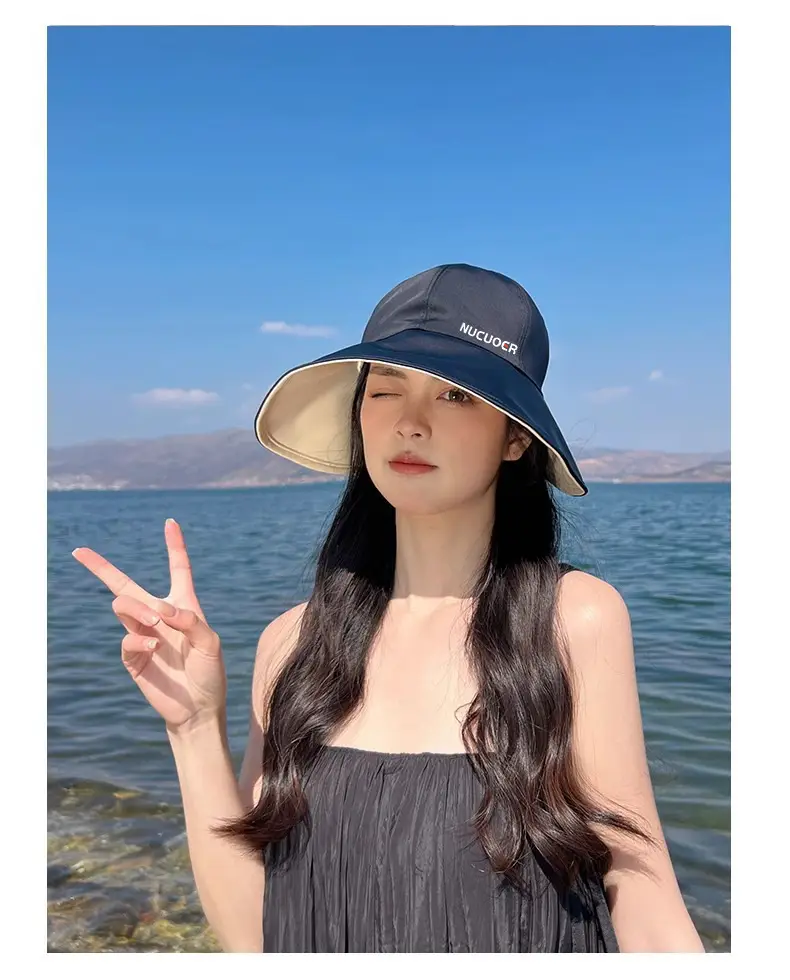 Double-Sided Fisherman Hat Women Grey UV Cover — feature 10