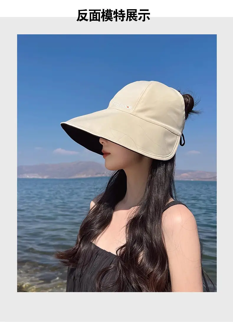 Double-Sided Fisherman Hat Women Grey UV Cover — feature 6