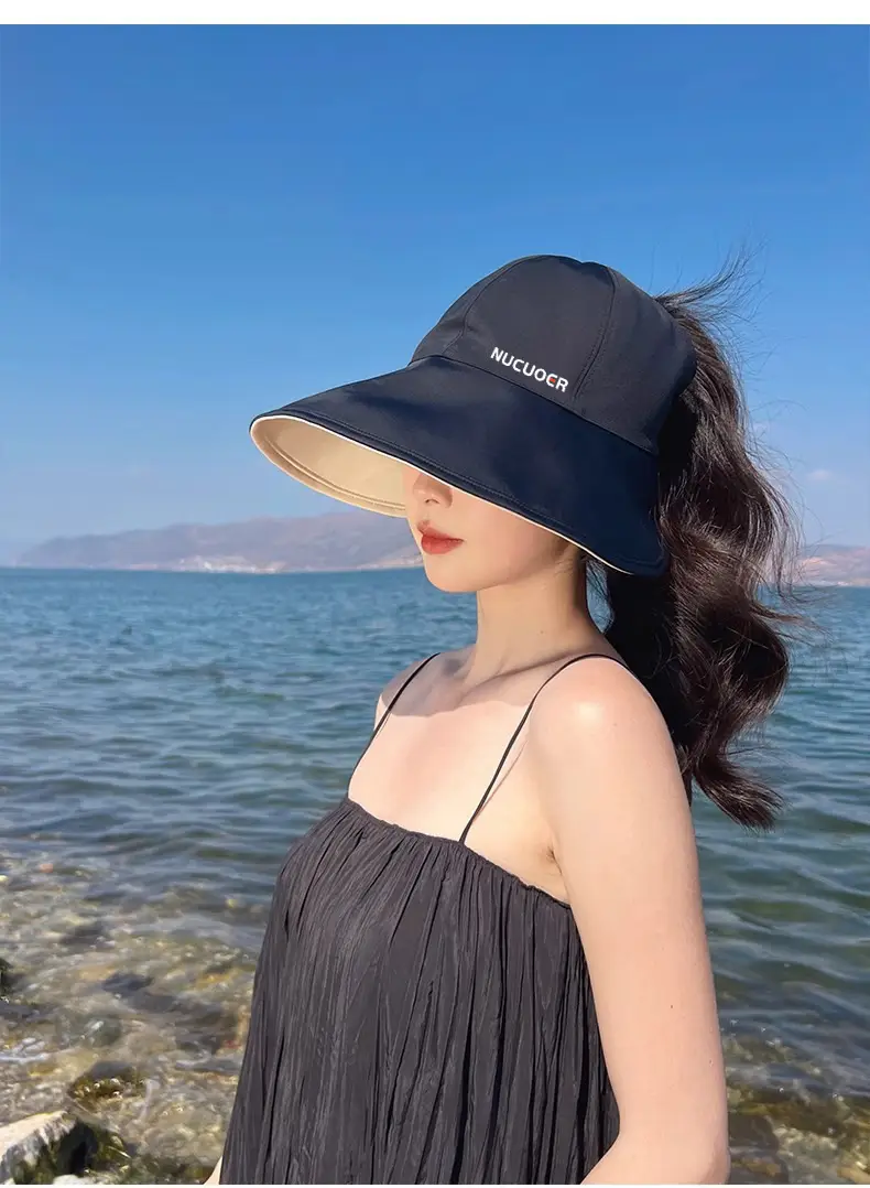 Double-Sided Fisherman Hat Women Grey UV Cover — feature 9