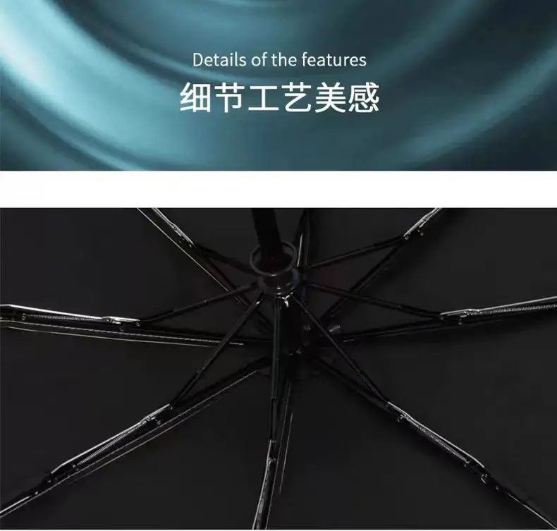 Full-Auto Black Rubber Sunscreen Umbrella for College Students — feature 3