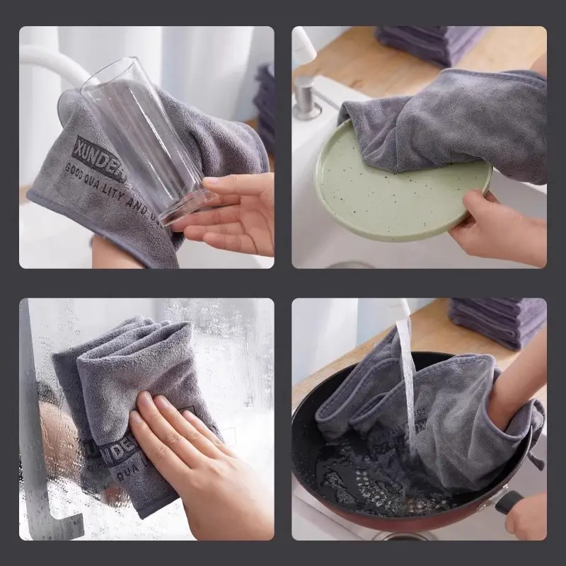 Thickened Kitchen Rags, Housekeeping Cleaning Towels, Special Water-Absorbent, Quick-Drying, Non-Shedding, Double-Sided Coral Velvet for Cleaning