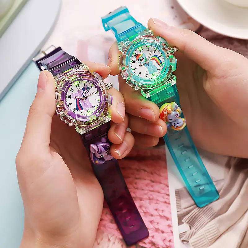 New Luminous Children's Watch Anime Cartoon Pony Doll Pointer Quartz Watch Male and Female Student Sports Electronic