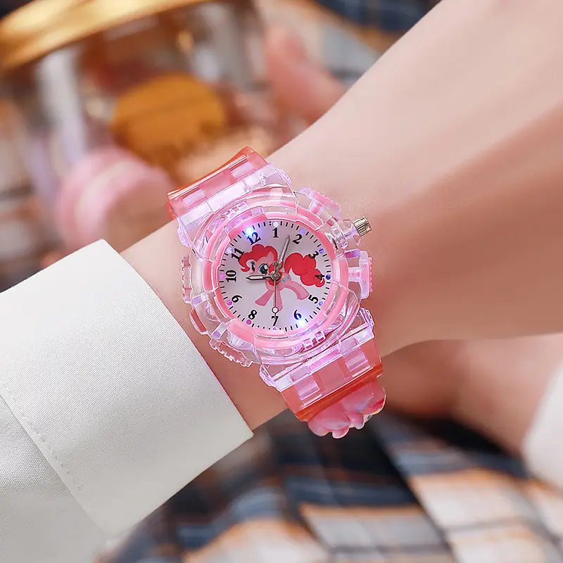 New Luminous Children's Watch Anime Cartoon Pony Doll Pointer Quartz Watch Male and Female Student Sports Electronic