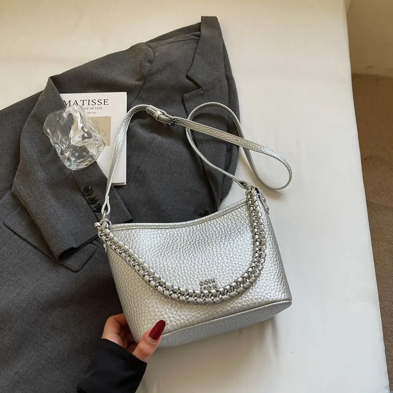 Women Retro Shoulder Bag White Leather 2026 - Image 2