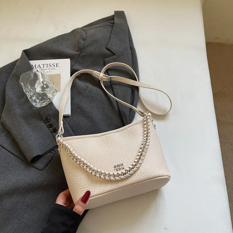 Women Retro Shoulder Bag White Leather 2026 - Image 3
