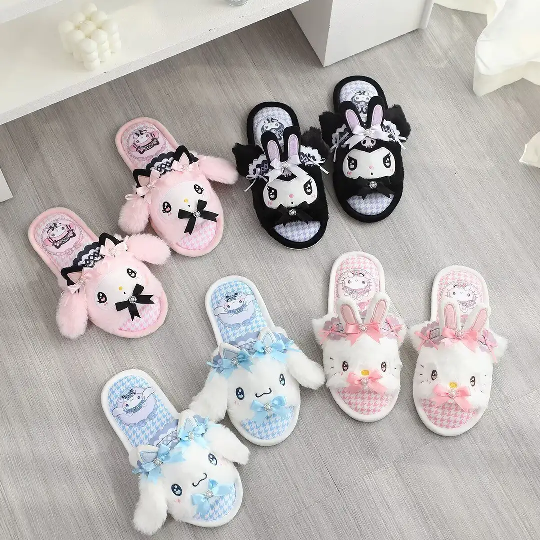 Summer Cute Cartoon Fish Mouth Home Shoes Plush Indoor Non-Slip Thin Cotton Slippers Spring & Fall Open Toe Slippers for Women