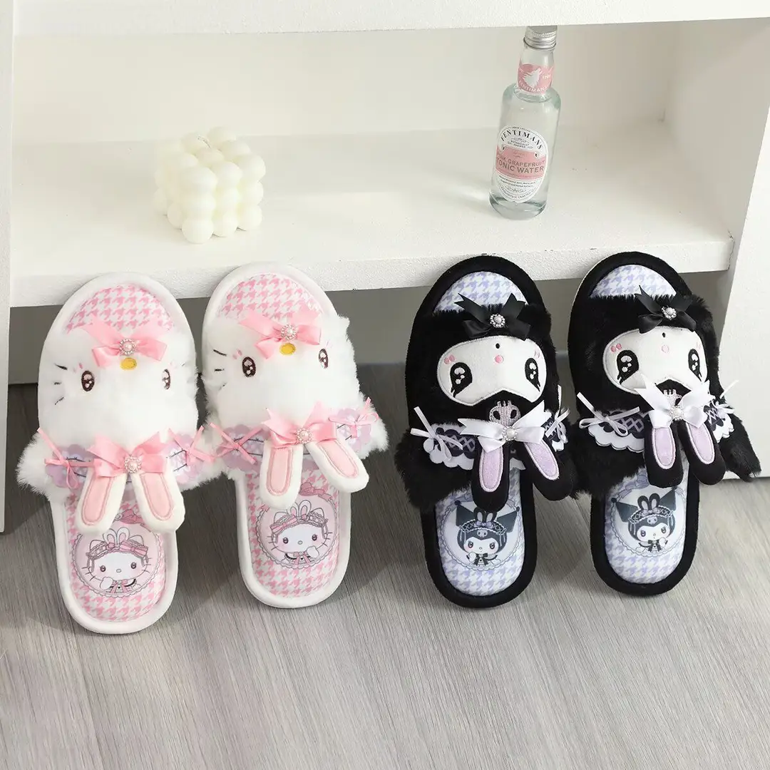 Summer Cute Cartoon Fish Mouth Home Shoes Plush Indoor Non-Slip Thin Cotton Slippers Spring & Fall Open Toe Slippers for Women