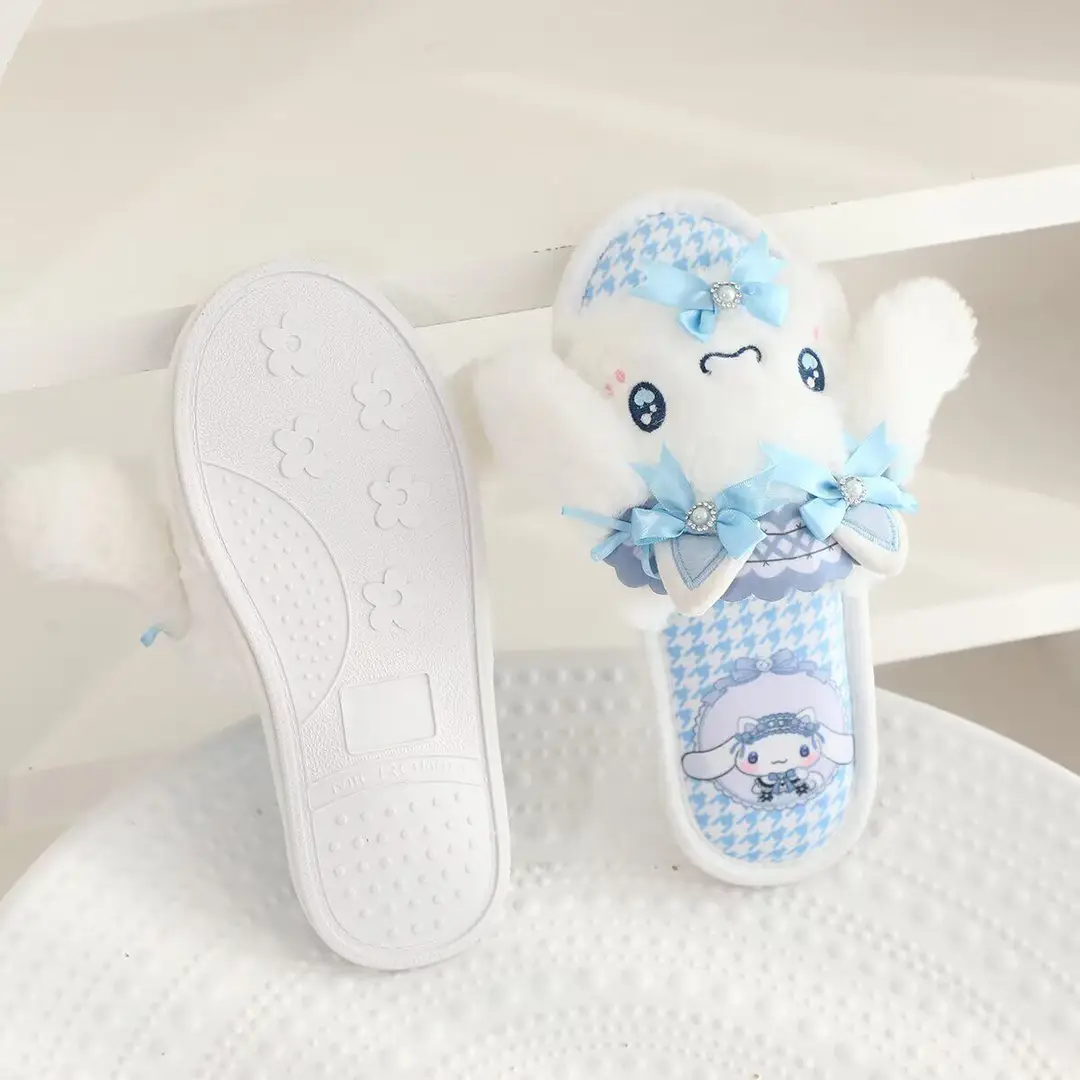Summer Cute Cartoon Fish Mouth Home Shoes Plush Indoor Non-Slip Thin Cotton Slippers Spring & Fall Open Toe Slippers for Women