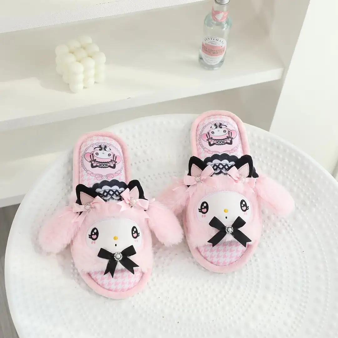 Summer Cute Cartoon Fish Mouth Home Shoes Plush Indoor Non-Slip Thin Cotton Slippers Spring & Fall Open Toe Slippers for Women