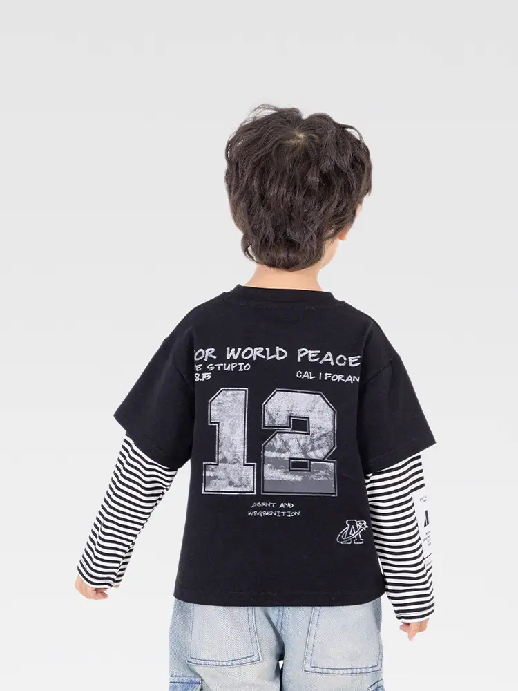 Kids Cotton Printed T-Shirt White with Peace Design - Image 4