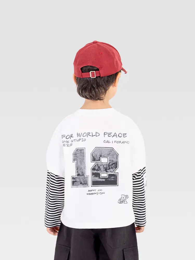 Kids Cotton Printed T-Shirt White with Peace Design - Image 5