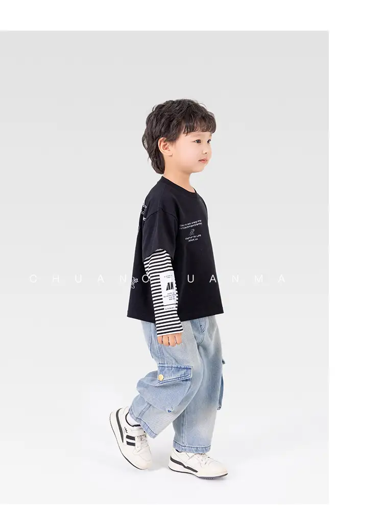 Kids Cotton Printed T-Shirt White with Peace Design — feature 16