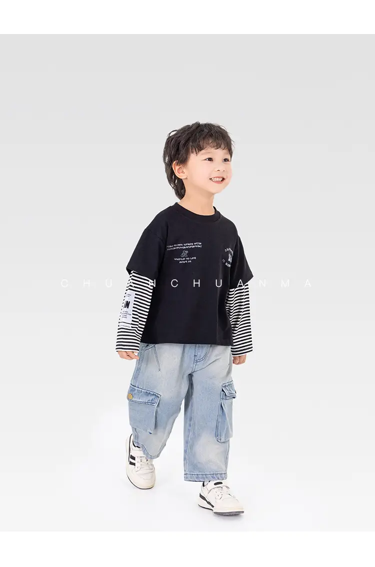 Kids Cotton Printed T-Shirt White with Peace Design — feature 18