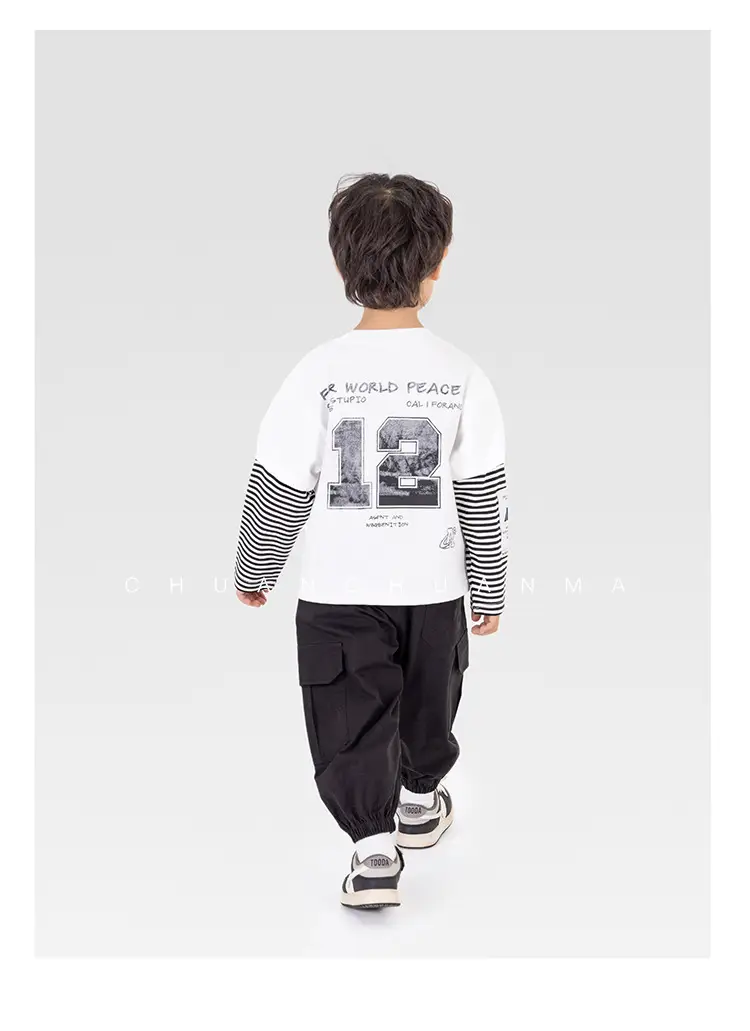 Kids Cotton Printed T-Shirt White with Peace Design — feature 25