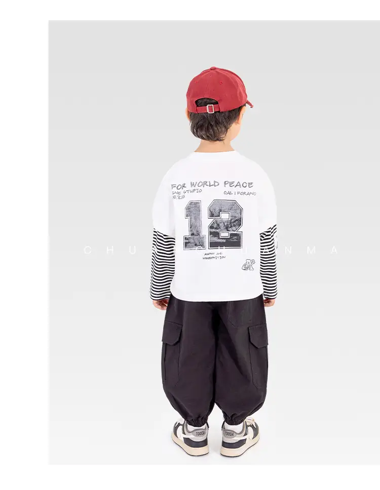 Kids Cotton Printed T-Shirt White with Peace Design — feature 28
