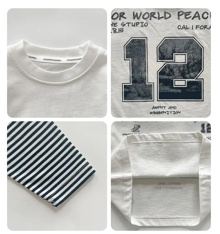 Kids Cotton Printed T-Shirt White with Peace Design — feature 7