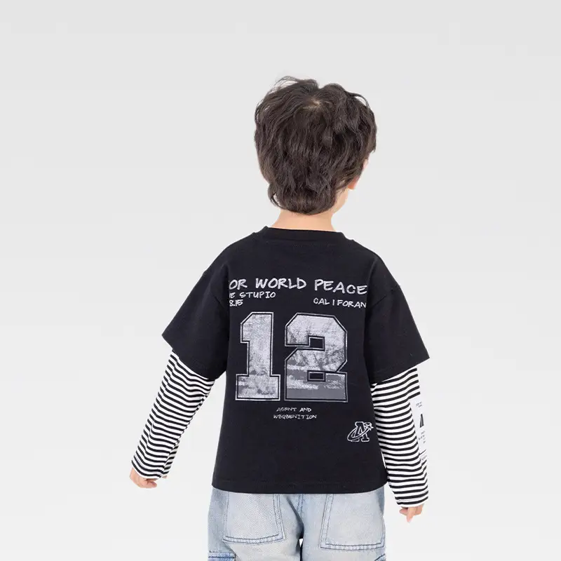 Kids Cotton Printed T-Shirt White with Peace Design - Image 2