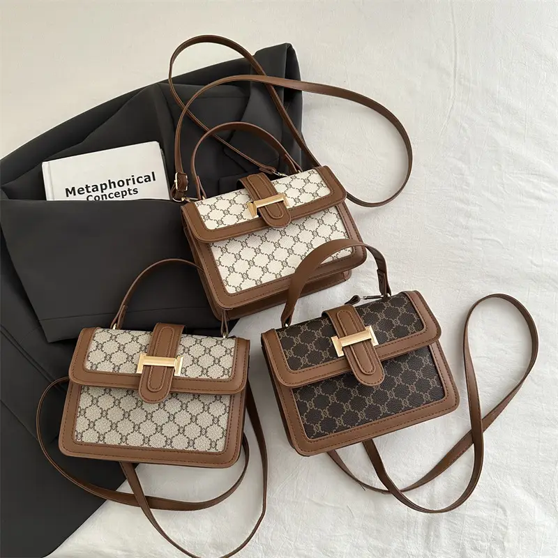 Women's Brown & White GG Pattern Crossbody Bag 2025