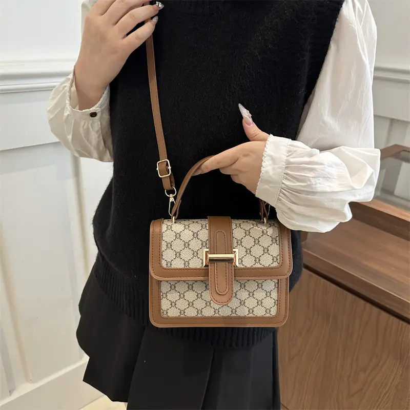 Women's Brown & White GG Pattern Crossbody Bag 2025