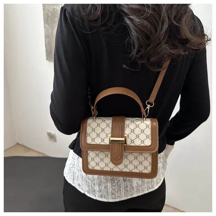 Women's Brown & White GG Pattern Crossbody Bag 2025 — feature 13