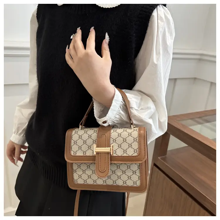 Women's Brown & White GG Pattern Crossbody Bag 2025 — feature 14