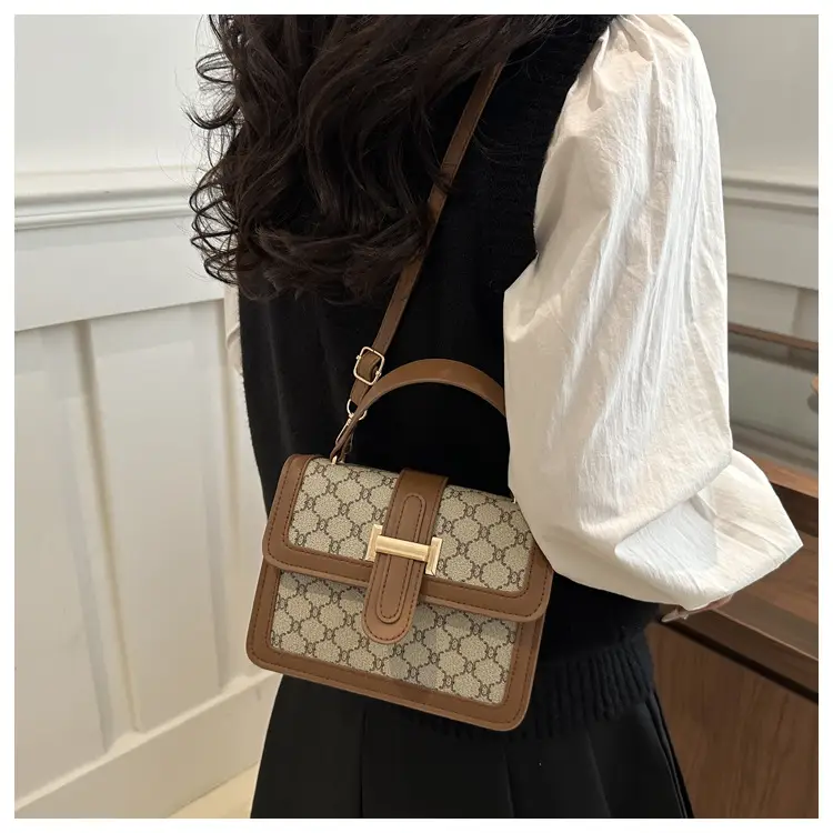 Women's Brown & White GG Pattern Crossbody Bag 2025 — feature 15