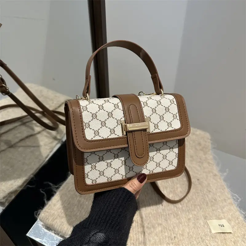 Women's Brown & White GG Pattern Crossbody Bag 2025